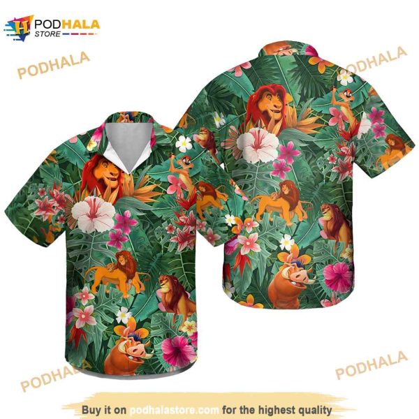 Lion King Hawaiian Aloha Shirt ,simba Pumbaa Timon Pineapple 3D Shirt