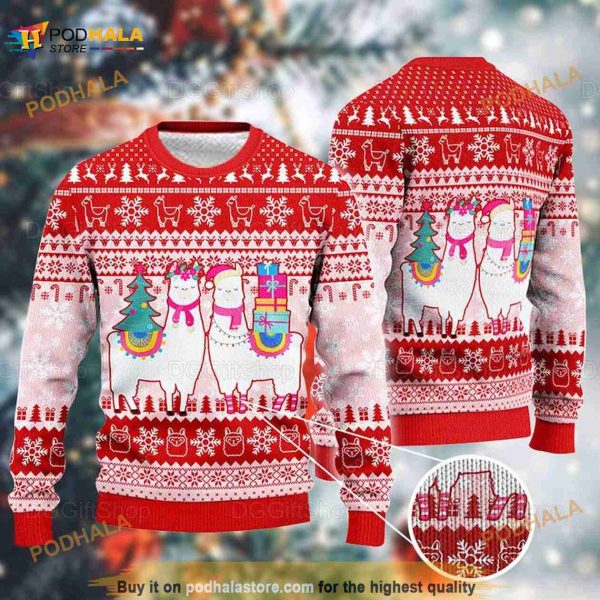 Llama Cute Alpaca Xmas 3D Funny Ugly Sweater, Llama Xmas Gifts