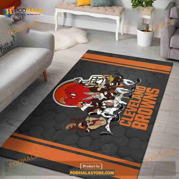 Looney Tunes Browns Team Rug Area Football Carpet Fan Gift