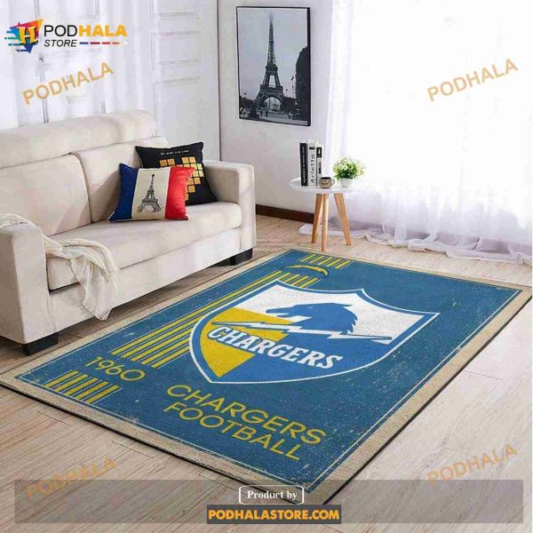 Los Angeles Chargers NFL Team Logo Retro Gift Home Decor Rectangle Area Rug