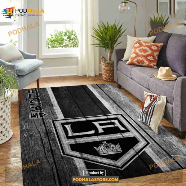 Los Angeles Kings Nhl Team Logo Wooden Gift Home Decor Rectangle Area Rug