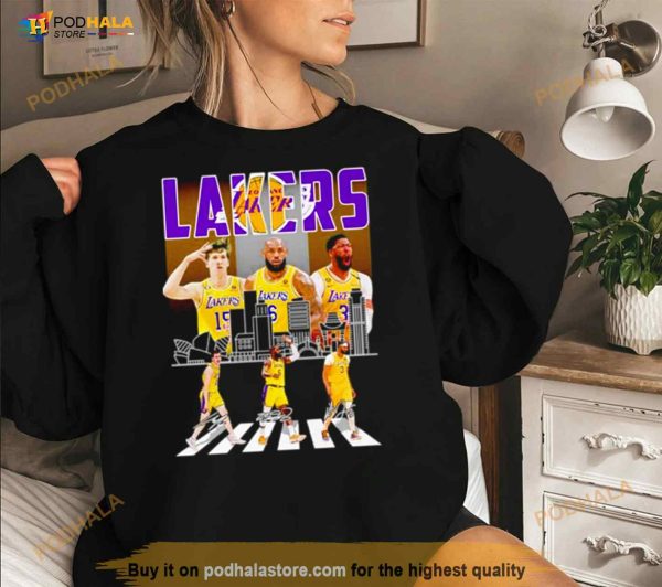 Los Angeles Lakers Austin Reaves Lebron James And Anthony Davis Abbey Road Signatures Shirt