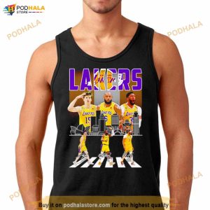 Los Angeles Lakers Austin Reaves Lebron James And Anthony Davis Abbey Road Signatures Shirt 2