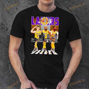 Los Angeles Lakers Austin Reaves Lebron James And Anthony Davis Abbey Road Signatures Shirt 3