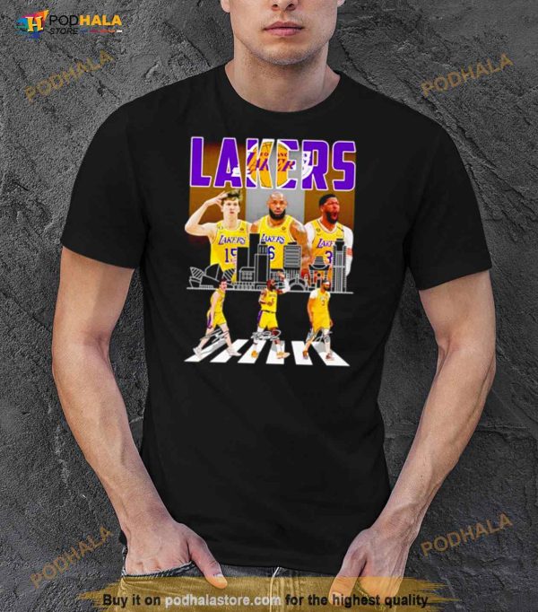 Los Angeles Lakers Austin Reaves Lebron James And Anthony Davis Abbey Road Signatures Shirt