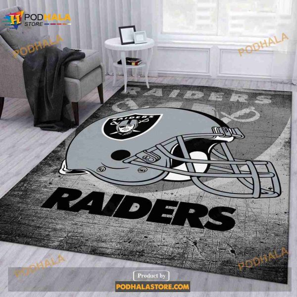 Los Angeles Raiders Helmet NFL Football Team Area Rug For Gift Bedroom Rug