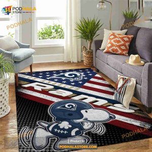 Los Angeles Rams NFL Team Logo Snoopy Us Gift Home Decor Rectangle Area Rug