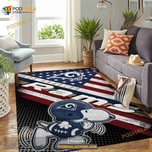 Los Angeles Rams NFL Team Logo Snoopy Us Gift Home Decor Rectangle Area Rug