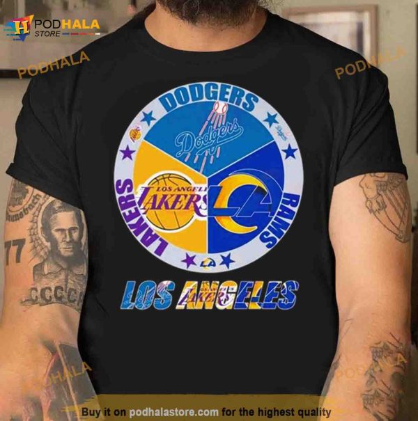 Los Angeles Team Sport Los Angeles Dodgers Los Angeles Lakers And Los Angeles Rams 2023 Shirt