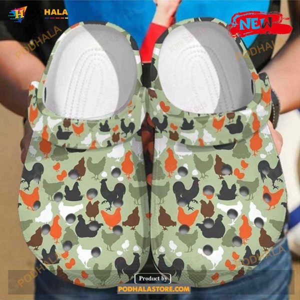 Love Chicken Camo Pattern Crocs Classic Clog Shoes