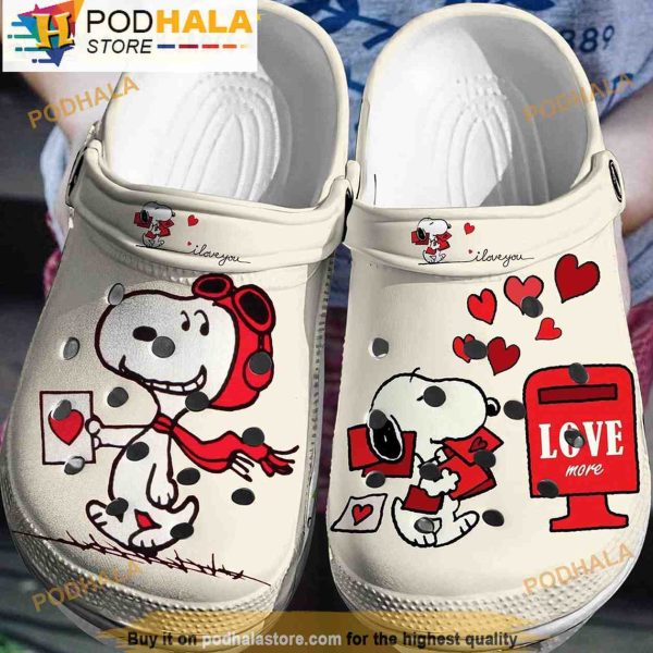 Love More Snoopy Tiny Hearts Crocs Clog