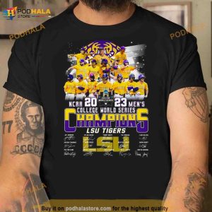 LSU Tigers NCAA 2023 Men’s College World Series Champions Signatures Shirt