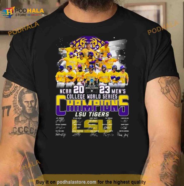 LSU Tigers NCAA 2023 Men’s College World Series Champions Signatures Shirt