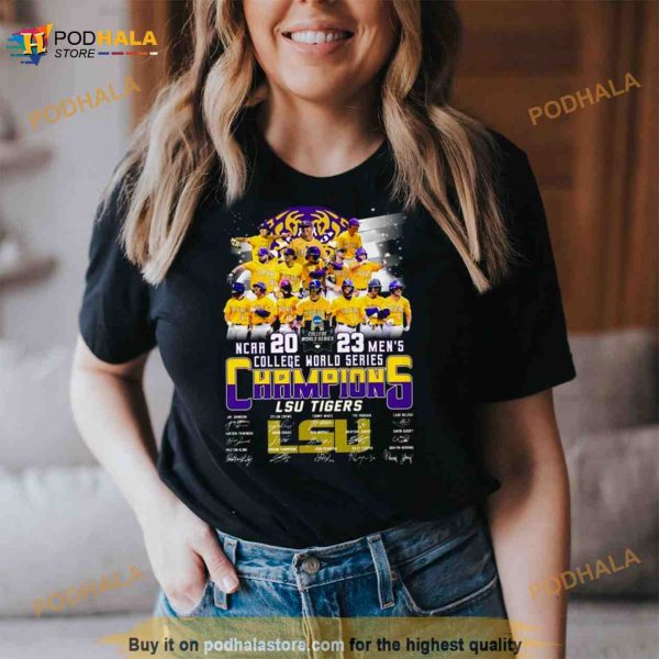 LSU Tigers NCAA 2023 Men’s College World Series Champions Signatures Shirt