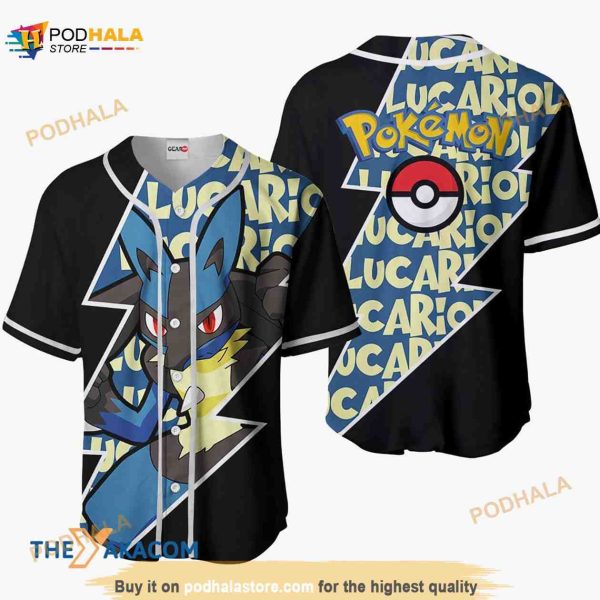 Lucario Pokemon Anime 3D Baseball Jersey Shirt