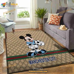 Man City Gucci Mickey Mixing Trending Style Living Room And Bedroom Rug