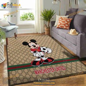 Man Utd Gucci Mickey Mixing Trending Style Living Room And Bedroom Rug