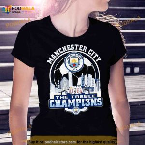 Manchester City Skyline 2023 The Treble Champions Shirt 3