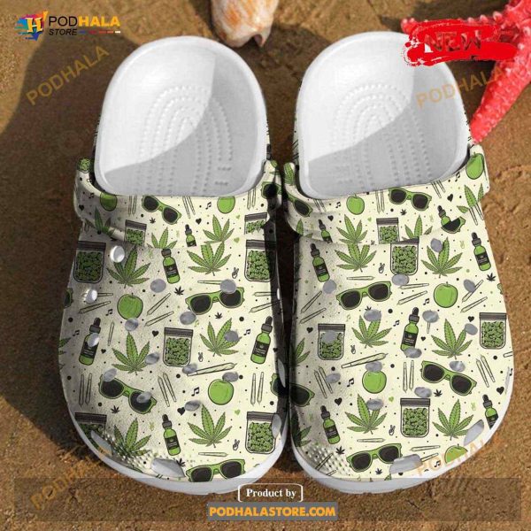 Marijuana Leaf Pattern With Weed Leaves Plant Hot Summer Crocs Clog Shoes