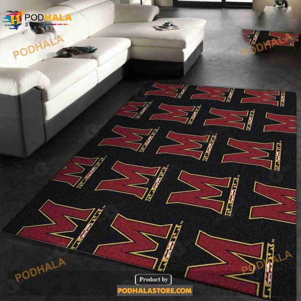 Maryland University Repeating Logo Rug Ncaa Area Rug Bedroom Rug