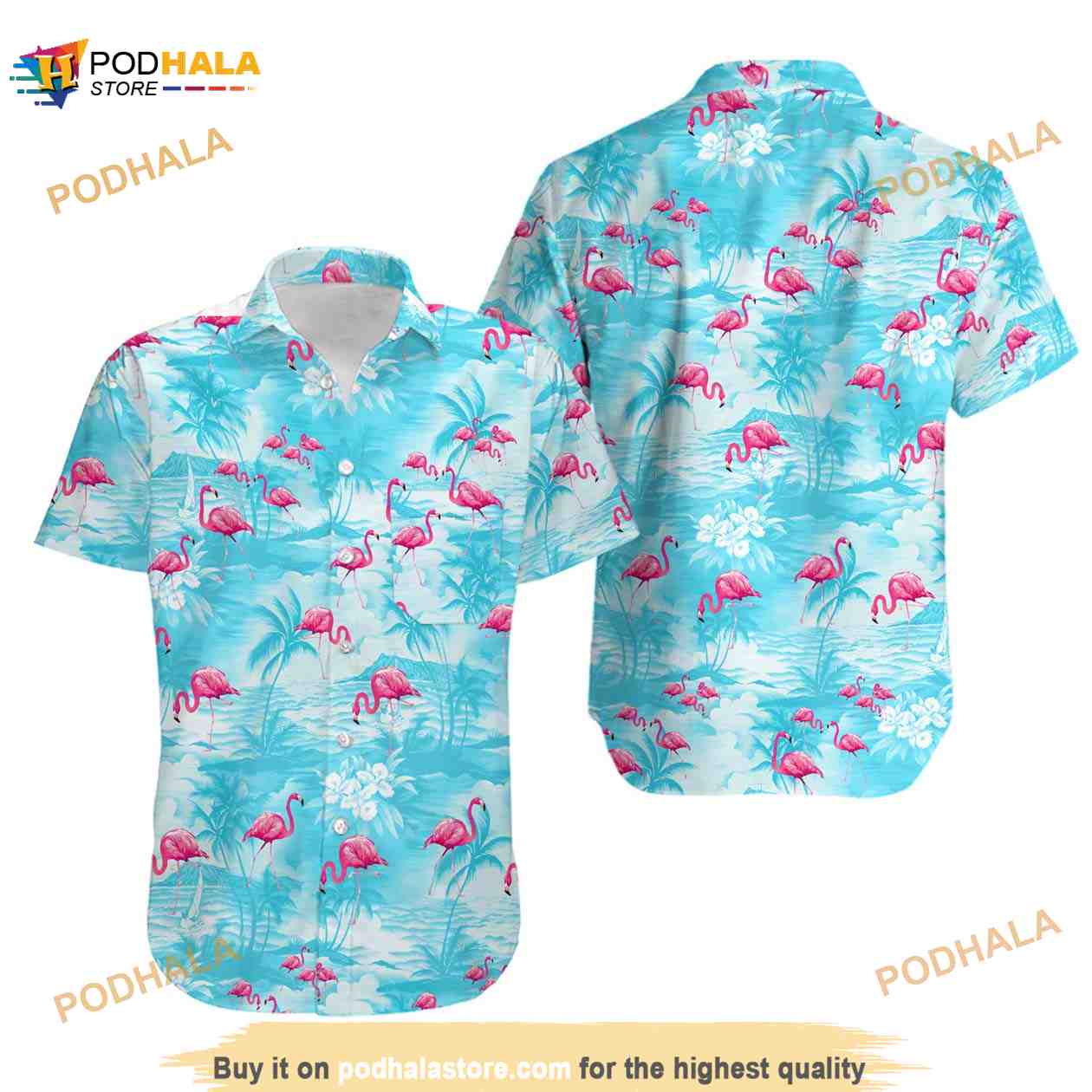 Flamingo Island Blue Funny Hawaiian Shirt Flamingo Hawaii Shirt - Bring  Your Ideas, Thoughts And Imaginations Into Reality Today