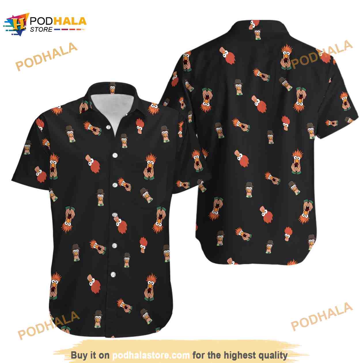 Men's Mupets Inspired Beaker Hawaiian Shirt Men's Mupets Inspired Beaker Hawaiian Shirt