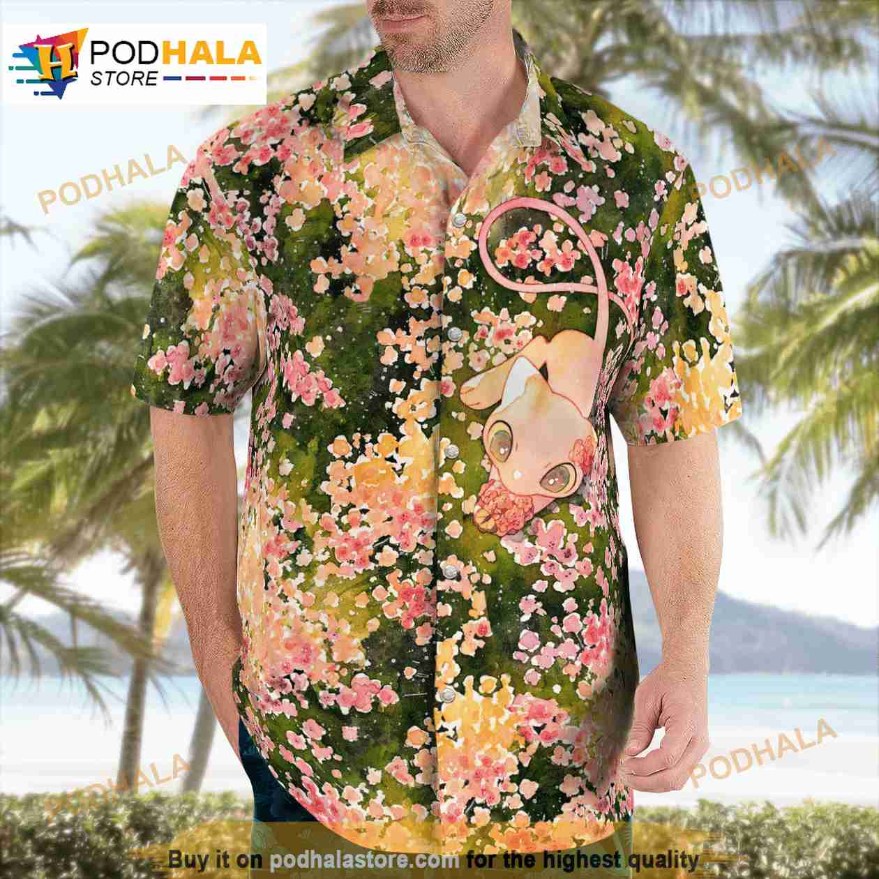Mew Summer Flowers Beach New Pokemon 3D Funny Hawaiian Shirt Mew Summer Flowers Beach New Pokemon 3D Funny Hawaiian Shirt