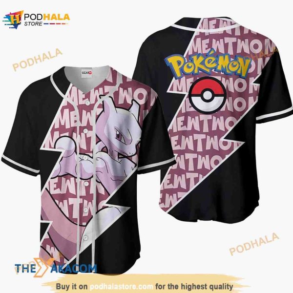 Mewtwo Pokemon Anime 3D Baseball Jersey Shirt