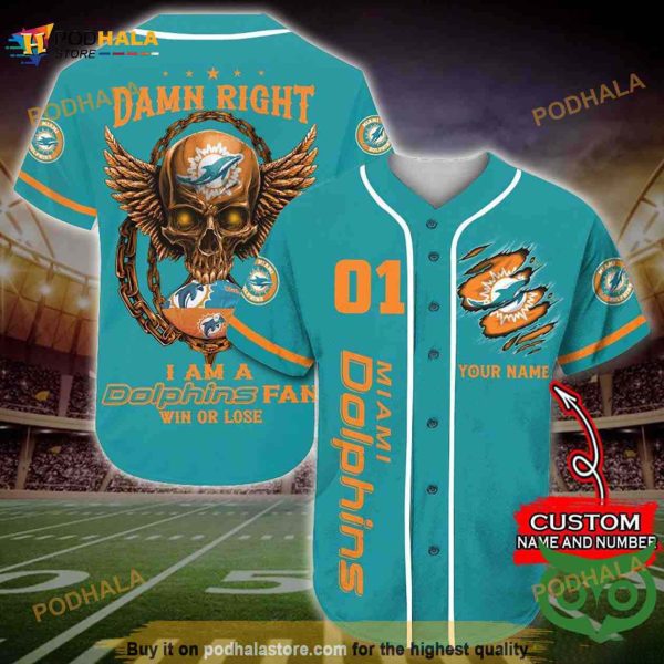 Miami Dolphins 3D Baseball Jersey Personalized Gift, Custom Name Number