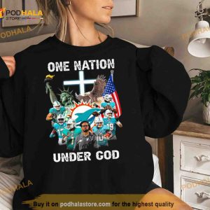 Miami Dolphins Team Football One Nation Under God Signatures Shirt