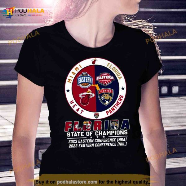 Miami Heat vs Florida Panthers NBA Eastern NHL Eastern Conference Florida State of Champions logo Shirt