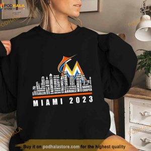 Miami Marlins 2023 Season Team Players Names In City Shirt 1