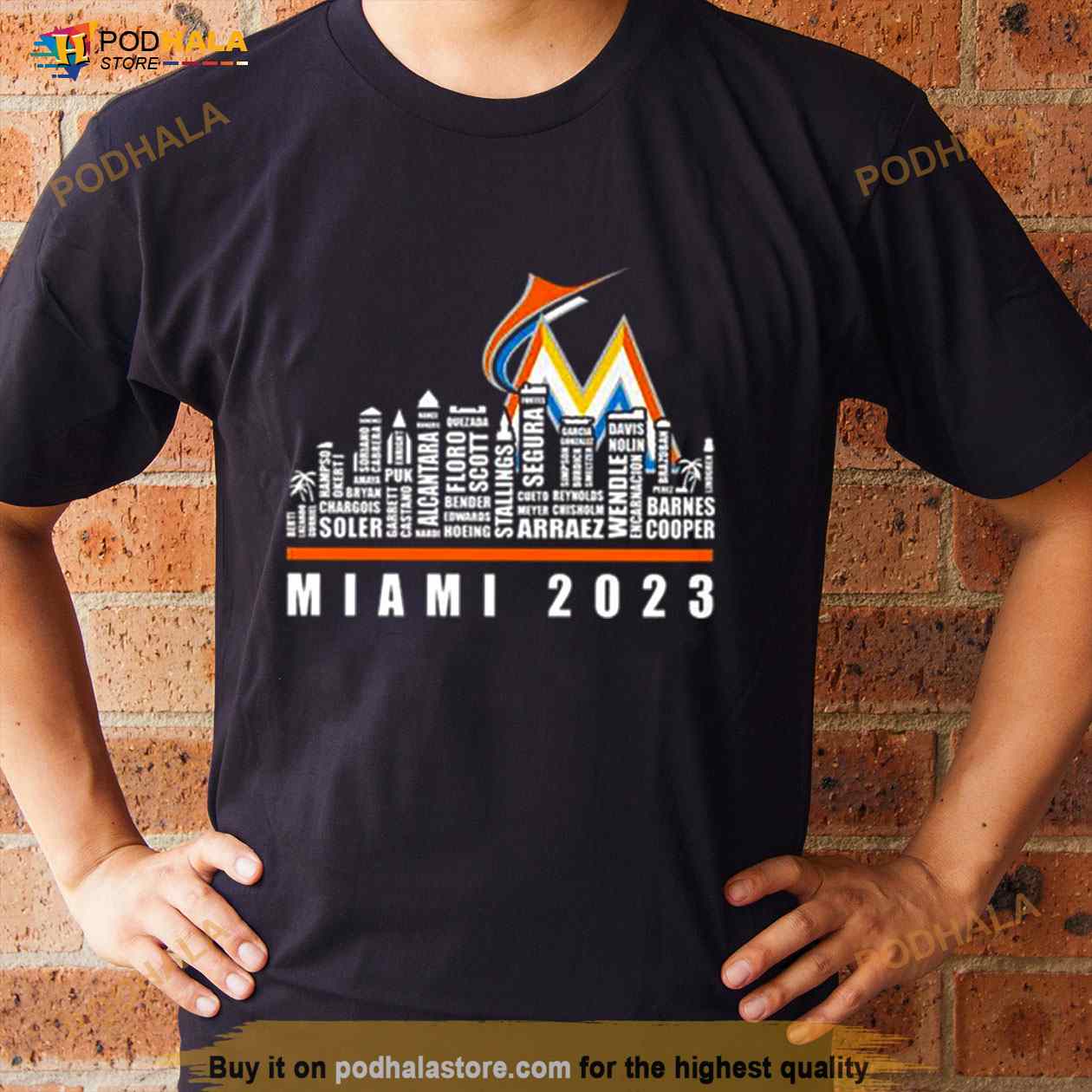 Miami Marlins 2023 Season Team Players Names In City Shirt - Bring