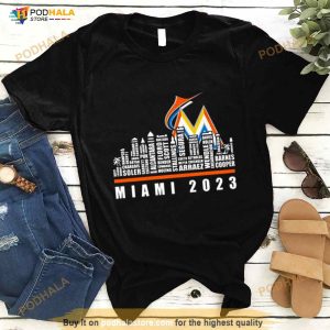 Miami Marlins 2023 Season Team Players Names In City Shirt 3