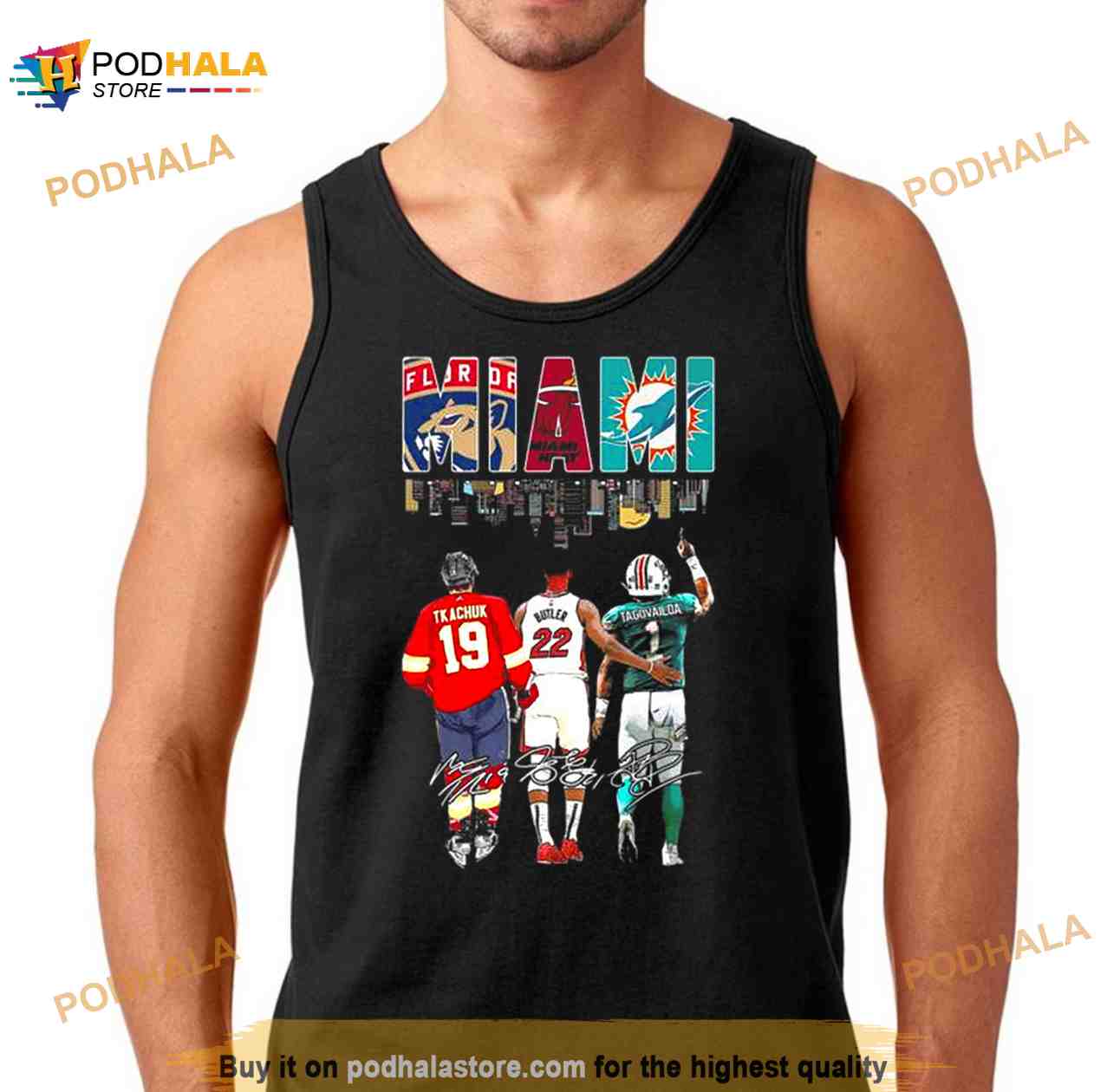 Miami Sports Skyline Matthew Tkachuk Jimmy Butler And Tua Tagovailoa  Signatures Shirt