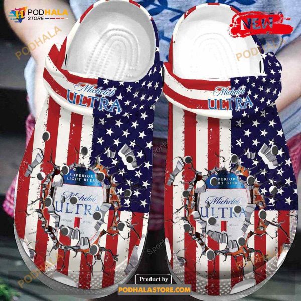 Michelob Ultra American Flag Crocs Classic Clog Shoes