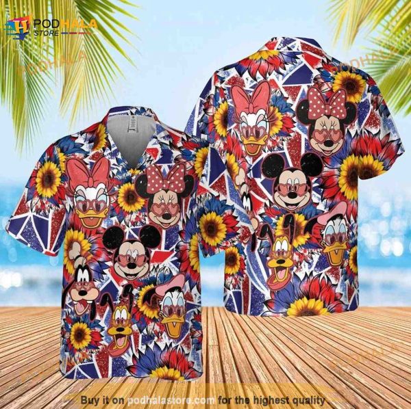 Mickey And Friends Day July 4th Funny Hawaiian Shirt, Disney Patriotic Aloha Shirt