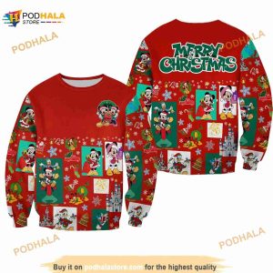Mickey And Minnie Pattern Xmas Red 2023 Christmas Disney 3D Sweater