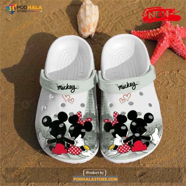 Mickey Eiffel Tower Rubber Comfy Footwear For Unisex & Kids Crocs Clog Shoes