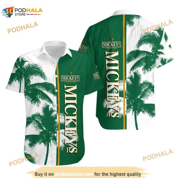 Mickey Fine Malt Liquor Palm Tree Summer Beach Hawaiian Shirt