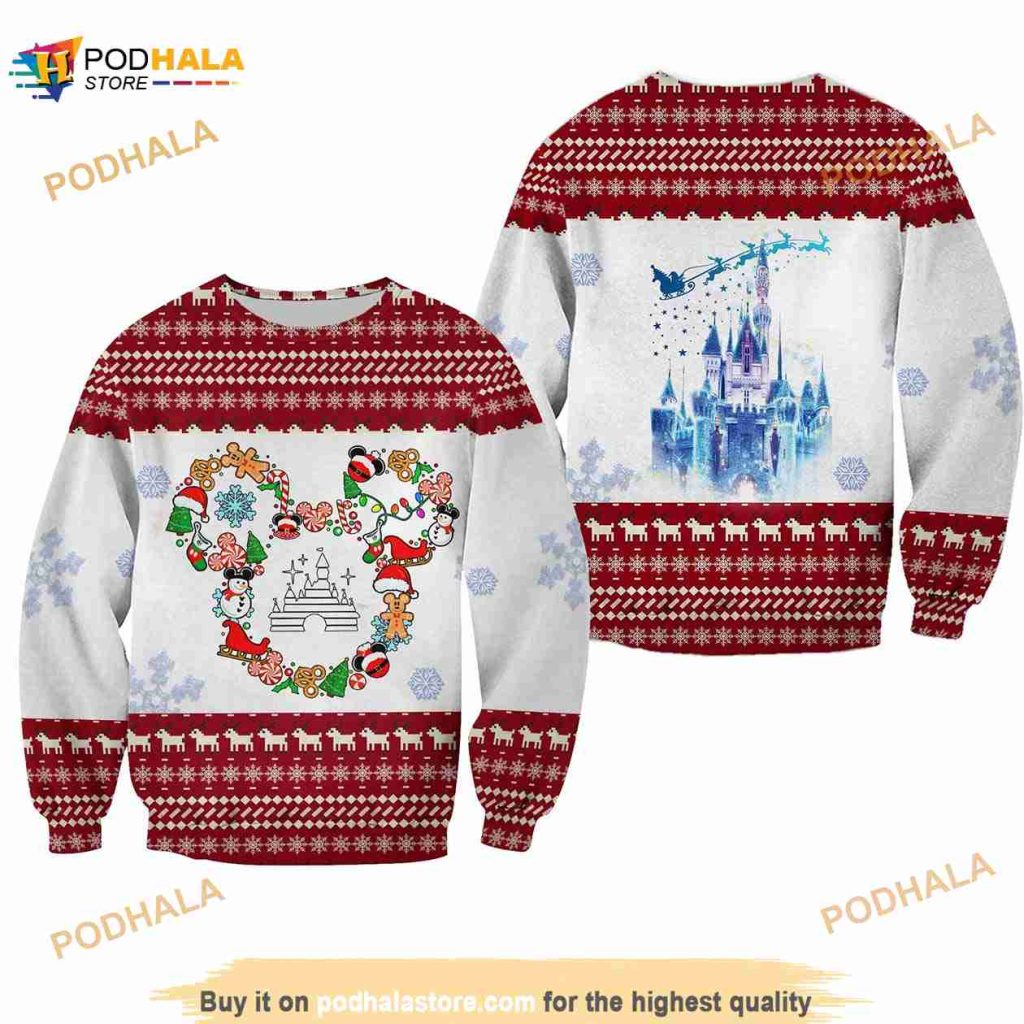 Mickey Head Santa Snow Cookies Glitter Disney Sweater