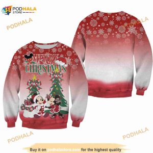 Mickey Minnie Couple Red Christmas Disney 3D Sweater