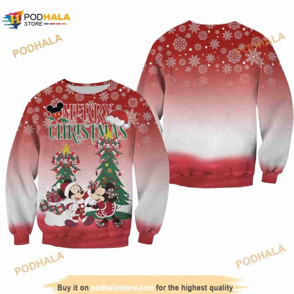 Mickey Minnie Couple Red Christmas Disney 3D Sweater