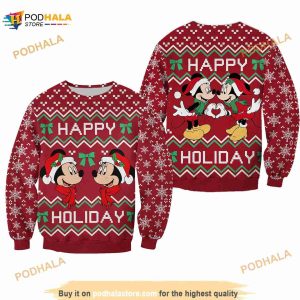 Mickey & Minnie Happy Holiday Christmas Disney 3D Sweater