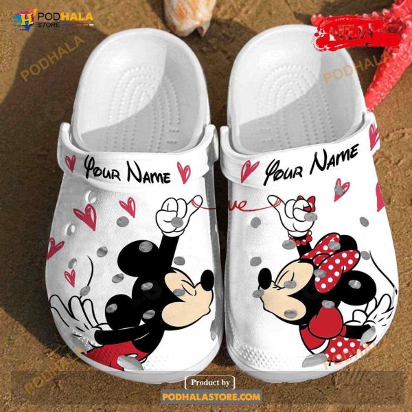 Mickey Minnie Kiss Disney Pattern Couple Mouse Unique Gifts For Fans Crocs Clog Shoes