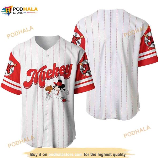 Mickey Mouse All Over Print Pinstripe 3D Baseball Jersey