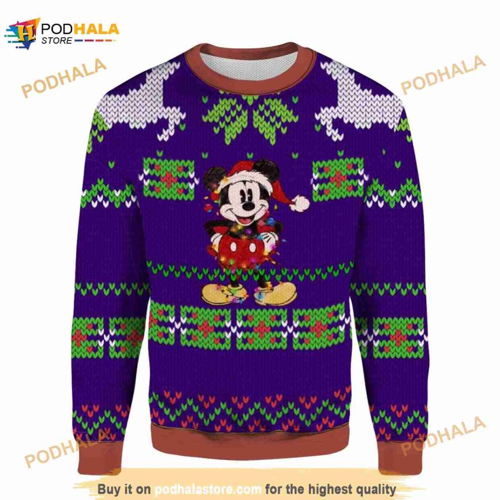 Mickey Mouse Christmas Lights 3D Sweater