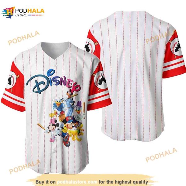 Mickey Mouse & Friends Disney All Over Print Pinstripe 3D Baseball Jersey