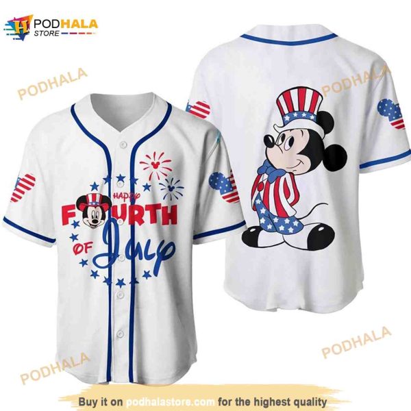 Mickey Mouse Happy 4th Of July Disney Cartoon Unisex 3D Baseball Jersey
