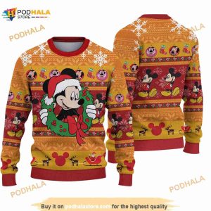 Mickey Mouse Love Knitted Ugly Sweater Christmas Xmas Is Here Knitted Wool 3D Sweater